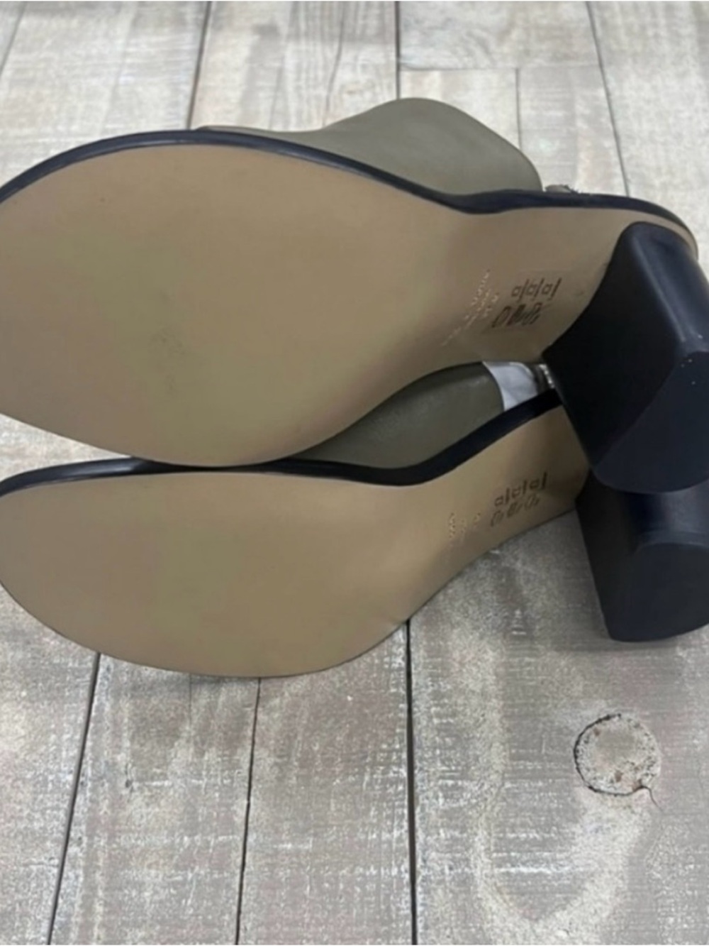 rag & bone Olive Green Leather Block Heel Slingback Mules with Silver Chain - Picture 8 of 10